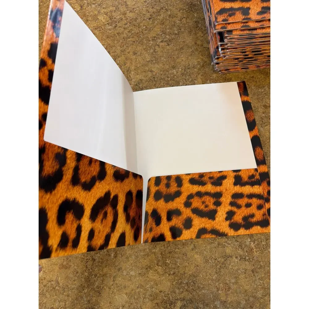 Leopard Print Pocket Folders Set of 60